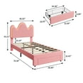 thumbnail image 4 of TEQIN Upholstered Bed Frame with LED Lights,Petal Fabric Headboard Platform Bed for Girls,Boucle Upholstered Platform Bed,No Box Spring Needed For Girls, 4 of 8