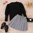 thumbnail image 2 of Otqutp Clothing Sets for Kids Toddler Girls Spring Winter Long Sleeve Solid Colour Tops Plaid Skirt 2PCS Outfits Clothes Set 7 to 12 Years, 2 of 6