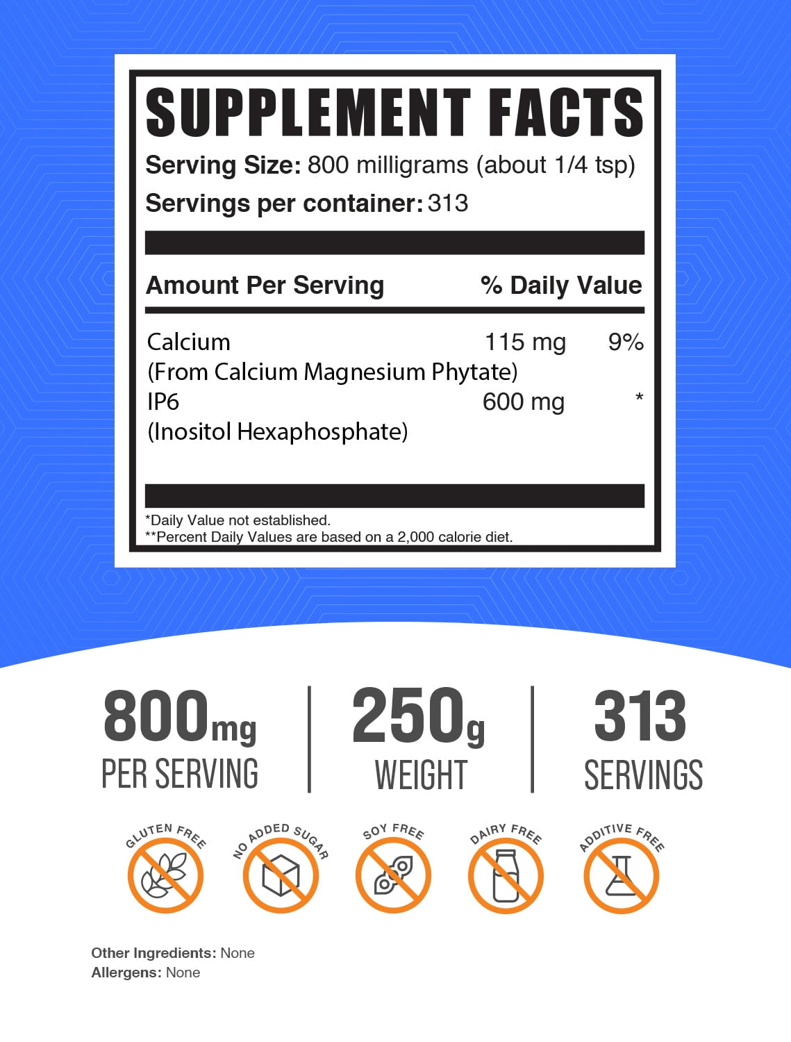 BulkSupplements IP6 (Inositol Hexaphosphate) Powder - 800mg per Serving - 250 Grams (8.8 oz) - 313 Servings