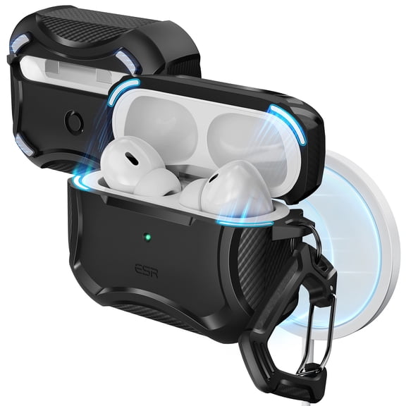 ESR Case Compatible with Airpods Pro Case 2nd / 1st Gen (2023/2022/2019), Magnetic Lid, Powerful Drop Protection, Cyber Series, Black