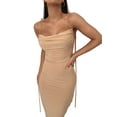 thumbnail image 4 of hirigin Women Evening Party Long Dress Solid Color Low-Cut Sleeveless Sling Dress Spaghetti Strap Tie-Up Backless Bodycon Dress, 4 of 9