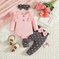 thumbnail image 2 of TOWED22 Baby Girl Clothes Newborn Girl Long Sleeves Romper Pants Headband Set Infant Outfits 3Pcs Spring Clothing,12-18 M, 2 of 9