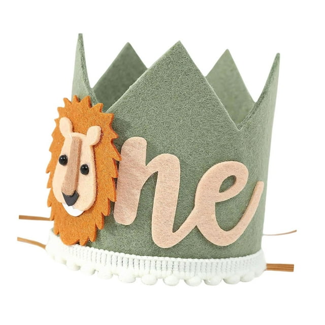 Lion First Birthday Crown 1er cumpleaños Hat Performance Props Tiaras Lion 1er Birthday Crown para Masquerade Show Holiday C