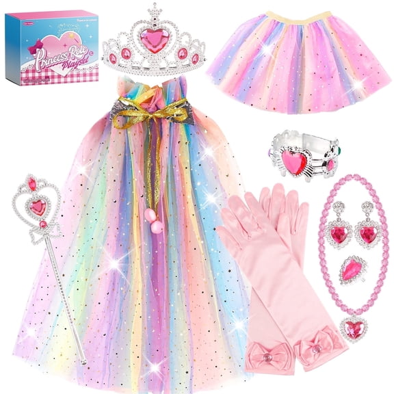 JoyStone 11 Pieces Princess Dress Up Toys for Toddler Girls 3-6 Years, Pink