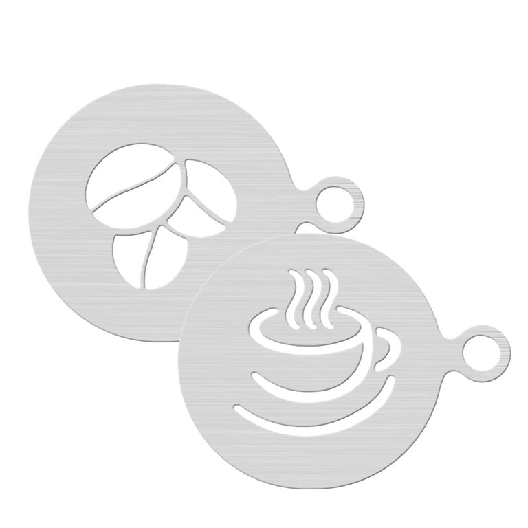2Pcs Creative Coffee Stencils Latte Art Stencils Powdered Sugar Sieve  Template 