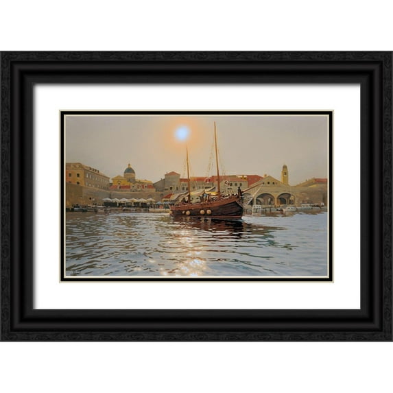 Adamov, Alexey 24x16 Black Ornate Wood Framed with Double Matting Museum Art Print Titled - An Old Town