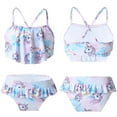 thumbnail image 2 of MSemis Kids Girls Swimwear Cartoon Horse Print Cami Vest  Ruffle Hem Outfit, 2 of 6
