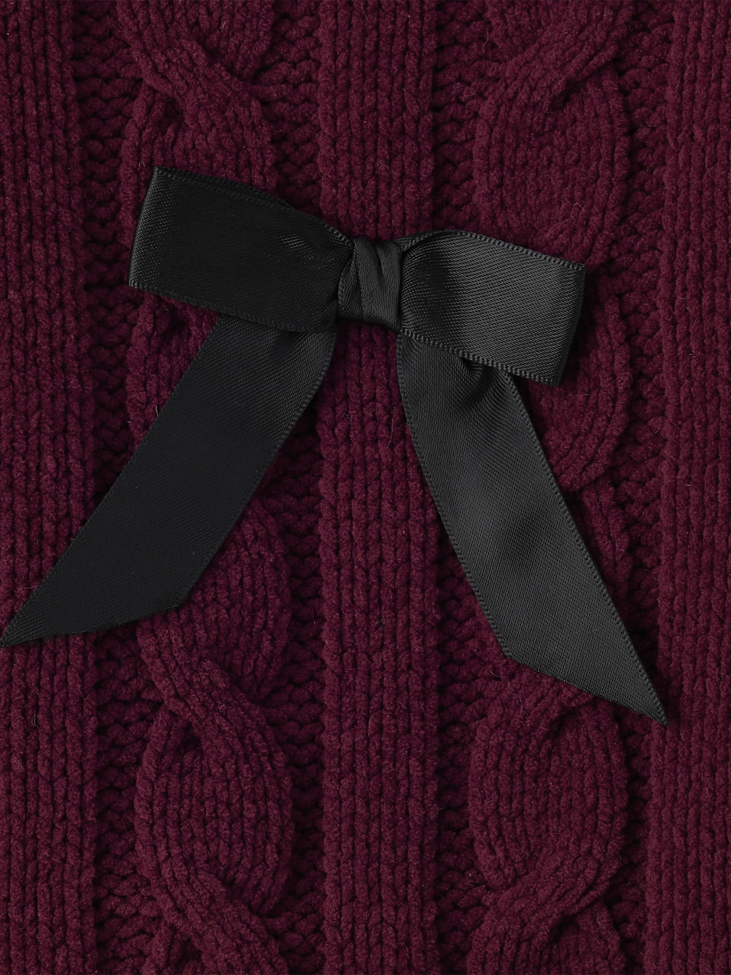 The Children's Place Girls Long Sleeve Cable Knit Chenille Bow Sweater, Sizes XS-XXL