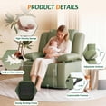 thumbnail image 4 of LAZZO Recliner Chair with Adjustable Armrest and Headrest, Upholstered Swivel Rocking Chair for Nursery & Living Room, Green, 4 of 10