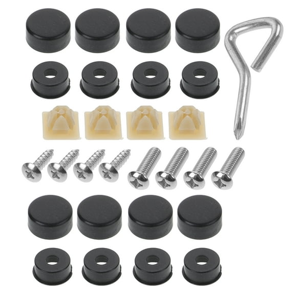 HOMEMAXS  License Plate Number Frame Plugs Fastener Screws Rustproof Car Kit Black