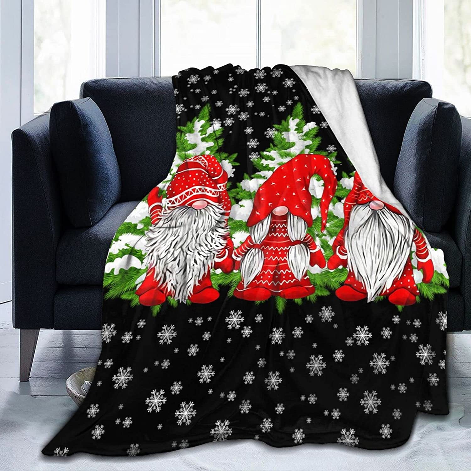 Newhomestyle Christmas Gnomes Throw Blanket Cedar Snowflake Christmas Blanket Bedding Quilt