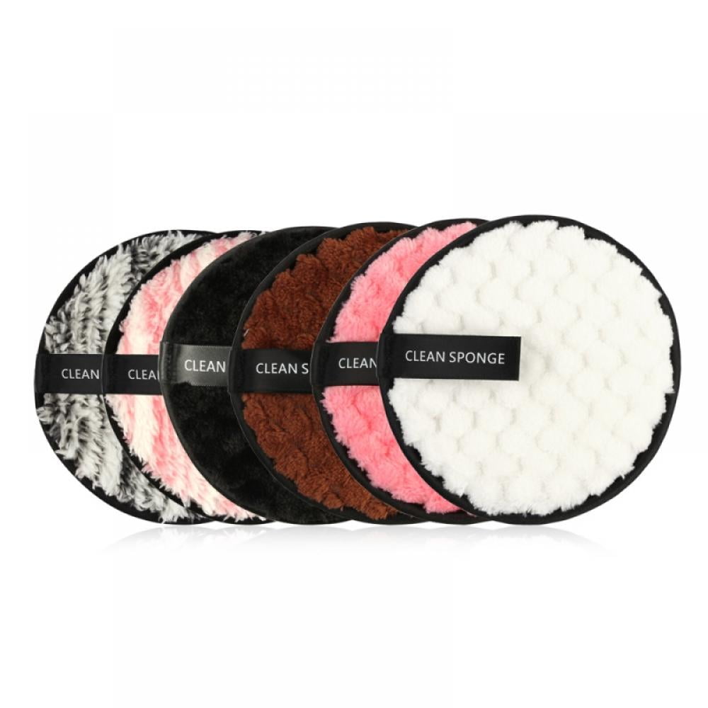 6 Pieces Reusable Makeup Remover Pads Soft Facial Eyes Face Cleaning Puffs Double-Side Washable Make Up Removing Microfiber Cloth Towels With Laundry for Home Travel