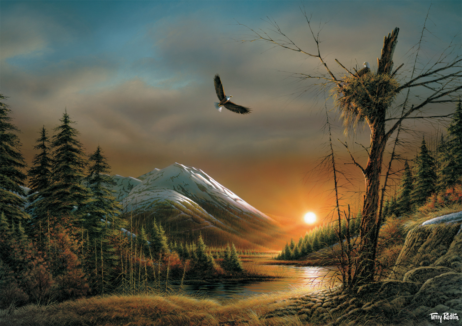 Buffalo Games 500-Piece Terry Redlin Flying Free Interlocking Jigsaw Puzzle