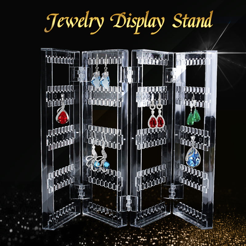 Clear Acrylic Jewelry Organizer Earrings Necklace Hanging Stand Holder Display 