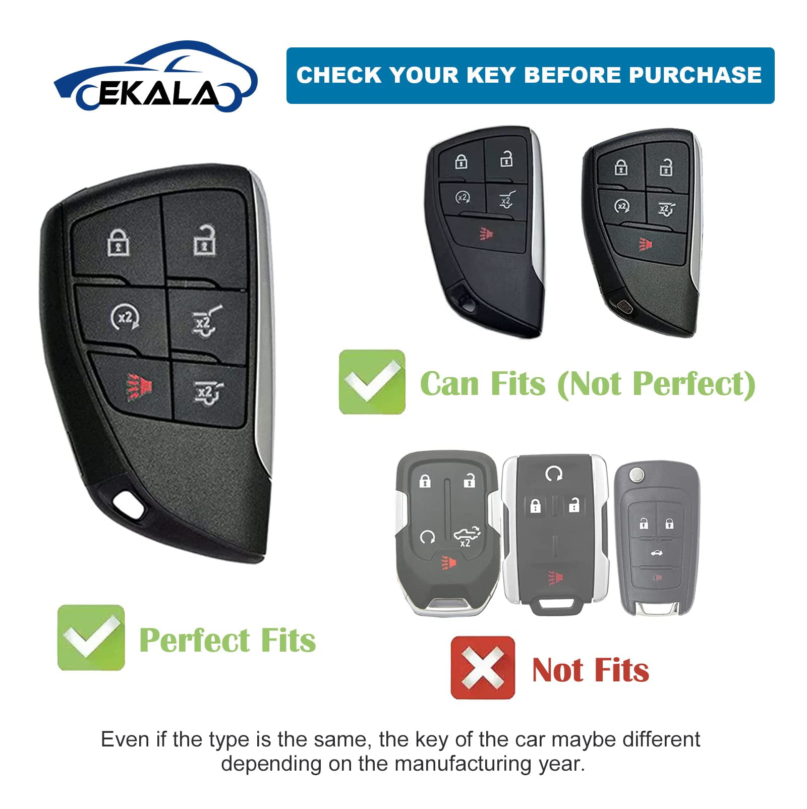 for Chevy Key Fob Cover with Keychain 6 Buttons Soft TPU Car Keys Shells Compatible with 2021 2022 Chevy Suburban Tahoe GMC Yukon Key Fob Protector