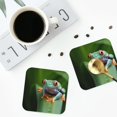 thumbnail image 4 of Honeii Red-Eyed Tree Frog Print Leather Coaster Set of 4, Ideal for Safeguarding Your Furniture from Drinks Spills and Effortless Cleanup-Square, 4 of 6