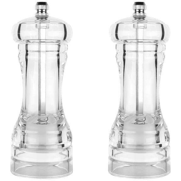 2Pcs Salt and Pepper Grinder Set Manual, 5.4 in Acrylic Pepper Mill with Ceramic Core, Kitchen Tool