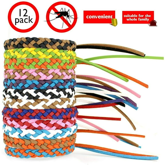 24 Pack Mosquito Repellent Bracelets, PU Leather Insect & Bug Repellent Wrist Bands for Kids & Adults Outdoor Camping Fishing Traveling, Random Color