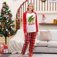 thumbnail image 4 of Conjuntos de pijamas navideños familiares a juego Grinch 2024, pijama de Grinch con parte superior y pantalones de pijama a cuadros, pijama de Grinch para niños y adultos para la familia, Mujer S, 4 of 5