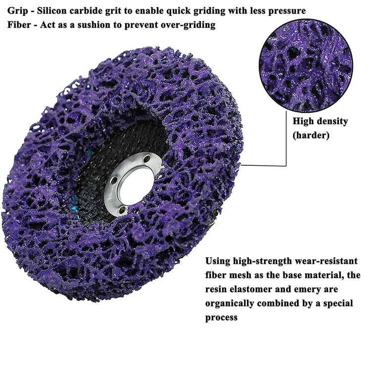 5-Pack 4 Inch Rust & Paint Remover Wheels For Angle Grinder - Poly Strip Abrasive Discs (60 Grit)