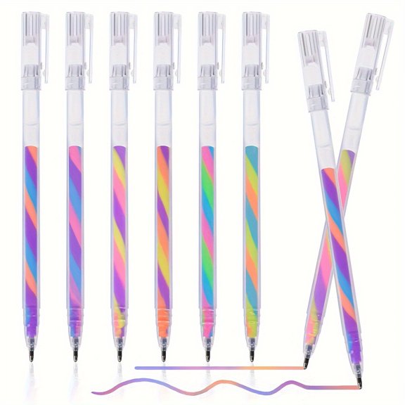 6pcs Rainbow 3-color Pen Glitter Gel Pens Set - 1.2mm Vibrant Colors, Smooth Writing, Perfect for Journals, DIY Crafts, Greeting Cards