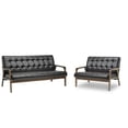 thumbnail image 1 of 2 Piece Mid Century Modern Sofa Set with Sofa and Loveseat in Brown, 1 of 3
