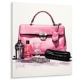 thumbnail image 2 of Designart "Stylish Bag And Perfum Black And Pink II" Fashion Metal Art Living Room, 2 of 5