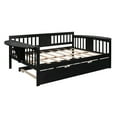 thumbnail image 4 of Full Size Solid Wood Daybed with Rails, Daybed Frame with Twin Size Trundle, Wooden Slats Support, No Box Spring Needed, Clean Lines Design, 4 of 7