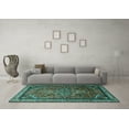thumbnail image 3 of Ahgly Company Machine Washable Indoor Round Medallion Turquoise Blue Traditional Area Rugs, 7' Round, 3 of 4