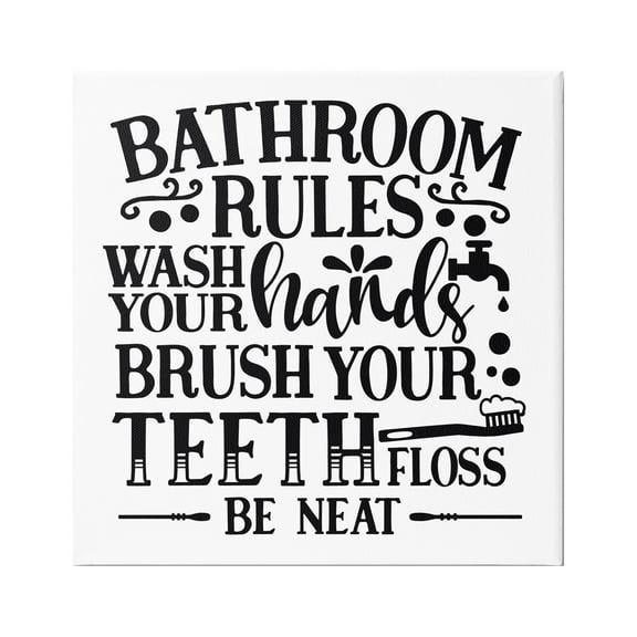 Stupell Industries Be Neat Bathroom Rules Abstract Painting Gallery Wrapped Canvas Print Wall Art, 36 x 36