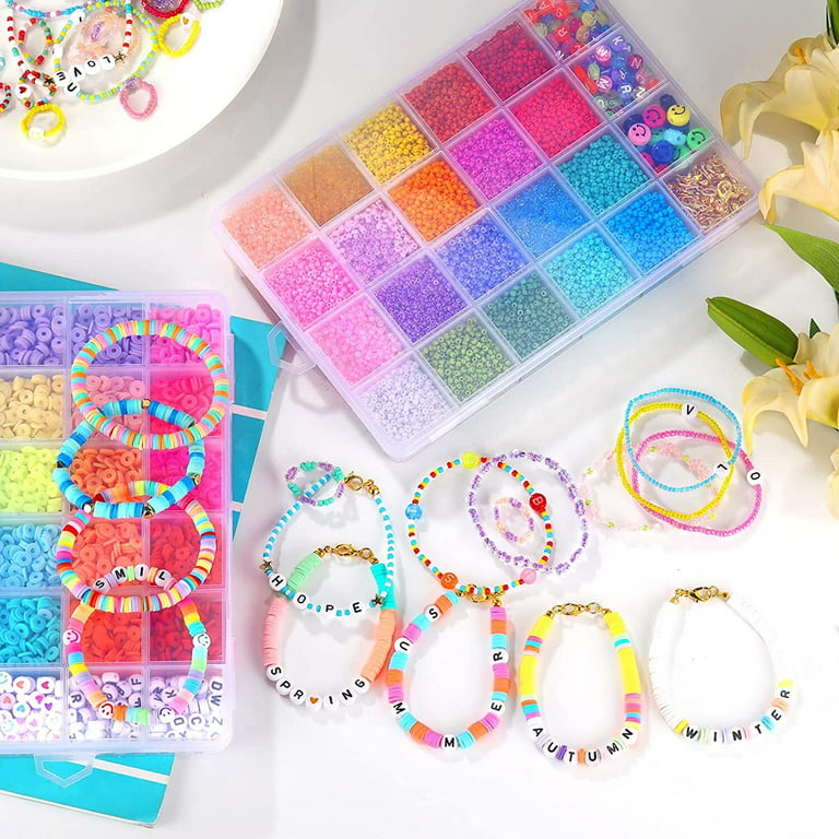 Bracelet Making Beads Kit for Girls Round Gold Clay Beads for Jewelry Making