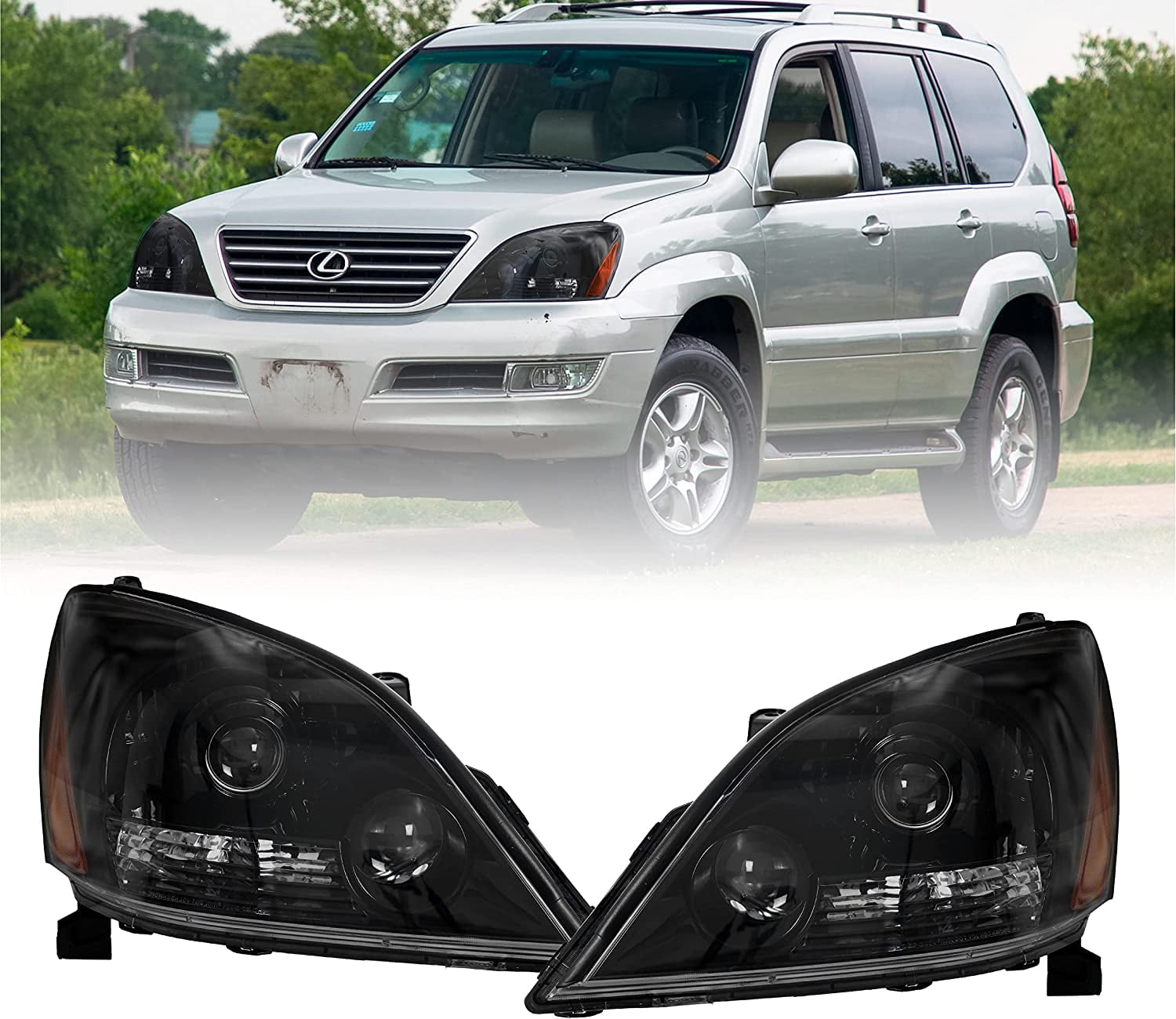 USR 0309 GX470 Plug and Play Gloss Black Housing Clear Lens Projector