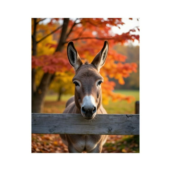 Paint By Numbers Kit for Adults Beginner - DIY Autumn Donkey Behind Fence Canvas Painting Kits for Adults, Frameless Paint By Number for Adults for Home Wall Decor 16x20 Inch