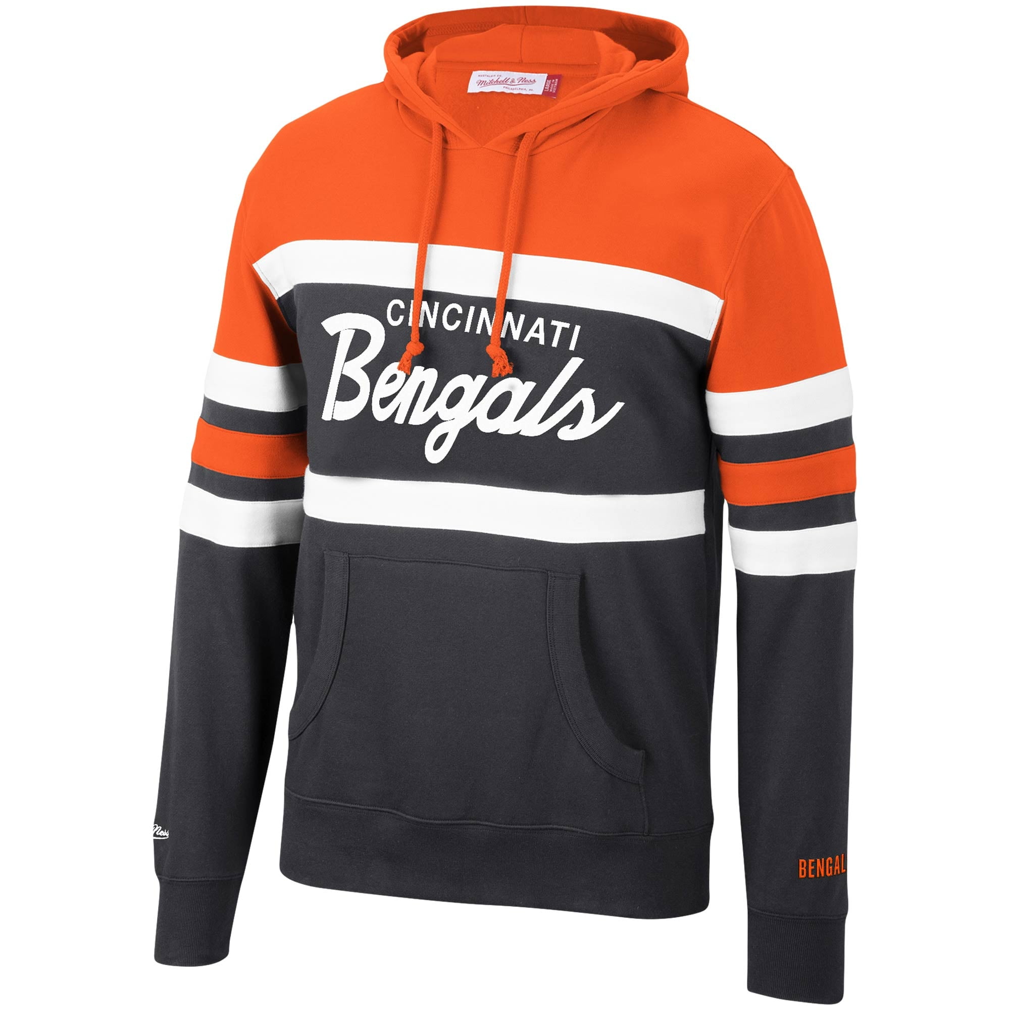 Men's Mitchell & Ness Black/Heathered Gray Cincinnati Bengals Head Coach Pullover  Hoodie