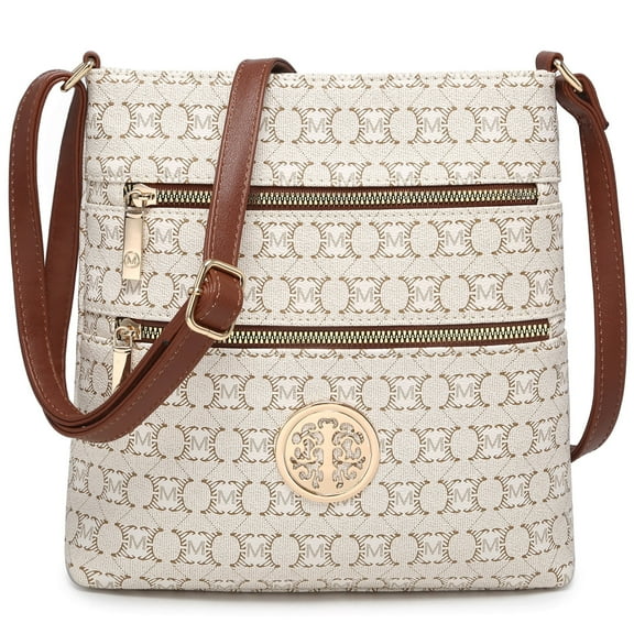 VANSARTO Crossbody Bags for Women Multi Pocket Crossbody Purses Trendy Vegan Leather Shoulder Handbags with Adjustable Strap, Beige/Brown