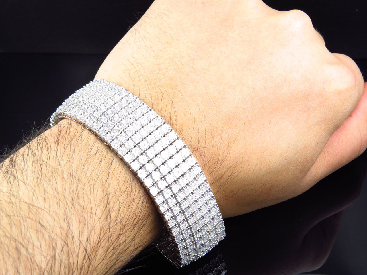 Timeless 6 Row Diamond Bracelet Set in 18k White Gold. 8cts (H Color, SI  Clarity) | World's Best