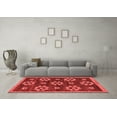 thumbnail image 3 of Ahgly Company Machine Washable Indoor Round Abstract Red Modern Area Rugs, 3' Round, 3 of 4