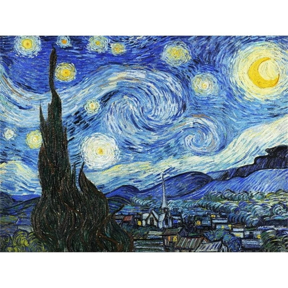 Giant Art 72x54 Starry Night Fine Art Giant Canvas Print in Yellow