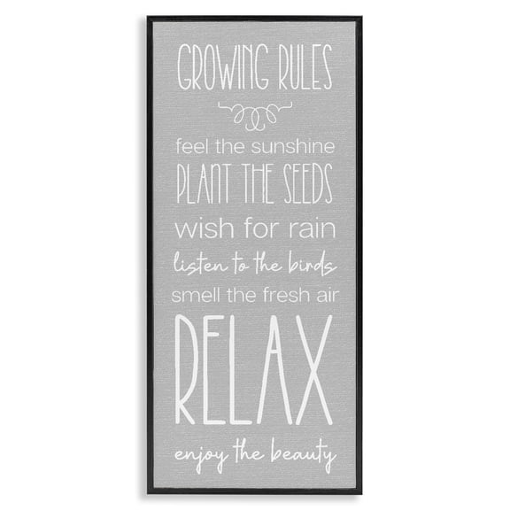 Stupell Industries Rustic Gardening Rules Quotes and Sayings Painting Black Framed Art Print Wall Art, 10 x 24