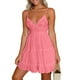 thumbnail image 2 of Vestido midi de verano sin mangas con cuello en V y corte A para mujer - Vestido de playa con volantes de poliéster, 2 of 7