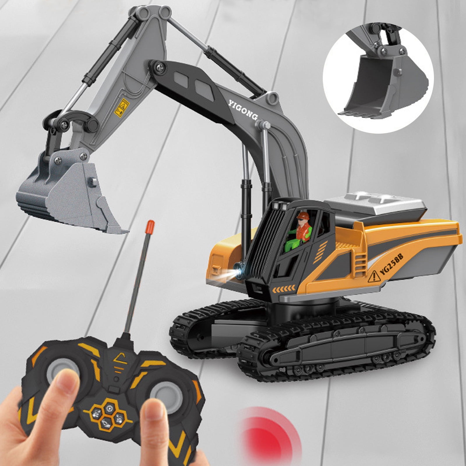 zhifulu Remote Control Excavator RC Toy 1:24 RC Excavator Toy Alloy  Construction Tractor,8 Channel Rechargeable RC Truck With Lights Sounds  2.4Ghz Transmitter - Walmart.com