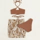 thumbnail image 4 of Gibobby Conjunto de bikini sexy Traje de baño de bikini de corte con cuello en V sexy de 3 piezas para mujer Traje de baño de triángulo de playa(Caqui,XL), 4 of 5