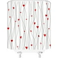 thumbnail image 3 of Valentine''s Day Shower Curtain Red Heart Geometric Striped Sweet Love Romantic Couple Woman Girl Bathroom Home Curtain with Hooks,Red Black, 3 of 6
