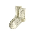 thumbnail image 2 of Avrnliq Womens Beige Polka Dot Crew Socks, Comfortable Stretchy Blend for Daily Casual & Home Wear,Size Free Size, 2 of 2