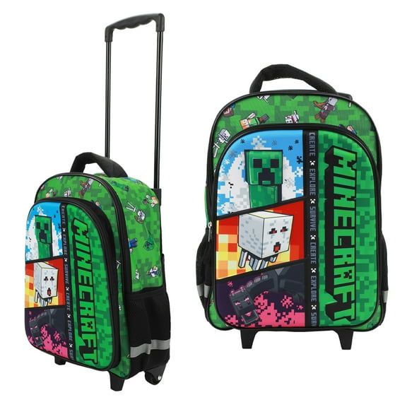 Minecraft Rolling 16" Backpack with Adjustable Handle