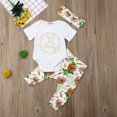 thumbnail image 2 of wsevypo Newborn Baby Girl Sunflower Letter Print Romper Tops+Long Pants+Headband, 2 of 5