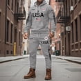 thumbnail image 2 of IWRICH USA Flag Sweatsuit for Men Plus Size Long Sleeve Hoodies Elastic Waist Drawstring Sweatpants 2 Piece Workout Tracksuits Grey L, 2 of 5