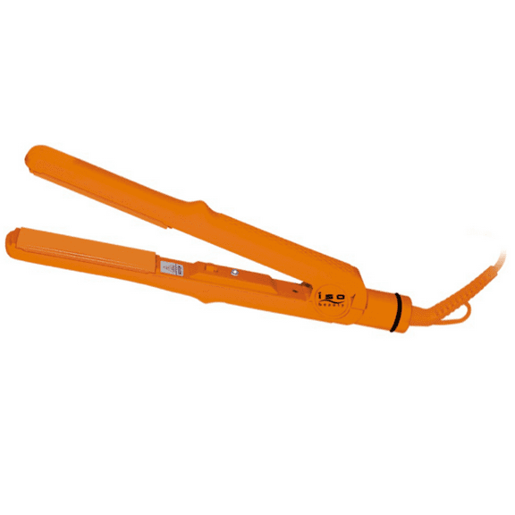ISO Beauty Turbo Silk Edition 1 Inch Scratch resistant Titanium Plates Hair Straightener Flat Iron - Curved, Sleek Body Design Allows You To Create Multiple Styles - (Orange)