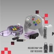 Retro-Bit Tribute 64 Wireless Controller for Nintendo 64, Switch Online, PC, MacOS, RetroPie, Raspberry Pi and Other USB Devices - Classic Gray