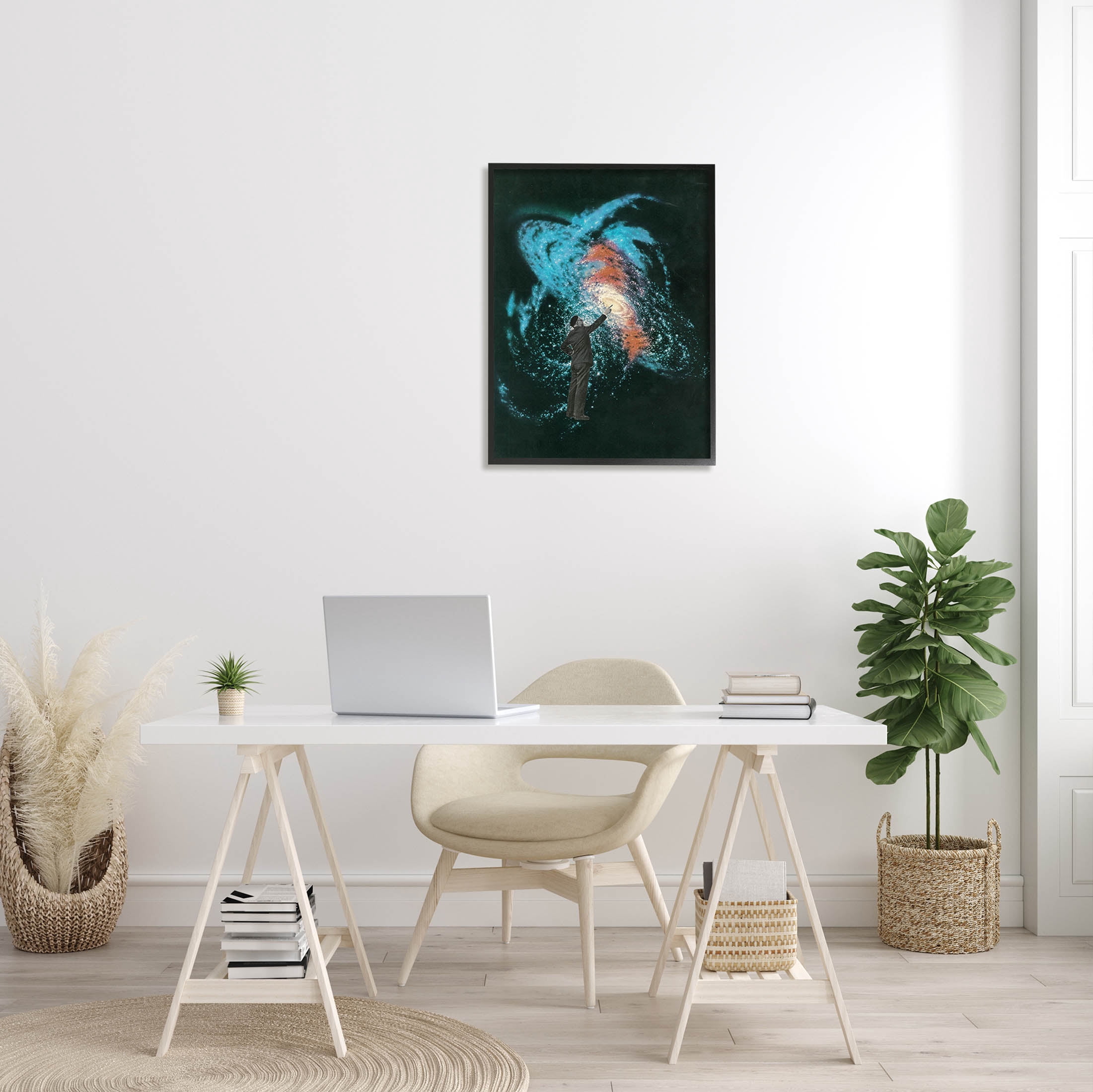 Stupell Industries Vivid Nebula Collage Surreal Person Graphic Art Black Framed Art Print Wall Art, Design by Matheus Lopes Castro